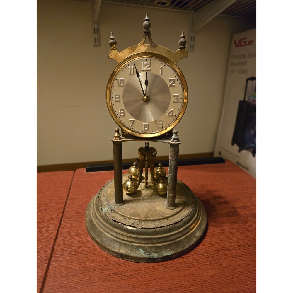 Vintage‎ Brass Torsion Pendulum Anniversary Clock Parts Repair Project As Is